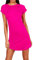 Fashion Star Womens Curved Hem Turn Up Cap Sleeve Tunic T-Shirt Mini Dress Plain Cerise Plus Size (UK 16/18)