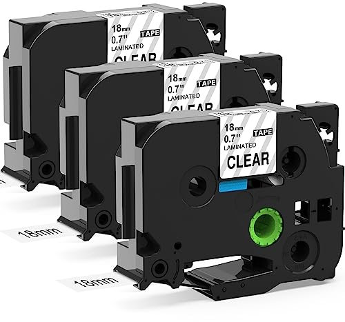 3x MarkField Kompatibel Schriftband Ersatz für Brother P-Touch TZ TZe-141 Clear Bänder 18mm 0.7 Laminated Transparent Etikettenband für PT-550 900 D400 D450 D600 P700 2430PC, Schwarz auf Klar