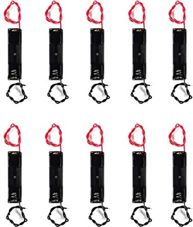 AEDIKO 10pcs AAA Battery Holder with Leads 1.5V 1x AAA Battery Holder Case Storage Box Container Organizer Adapter Checker