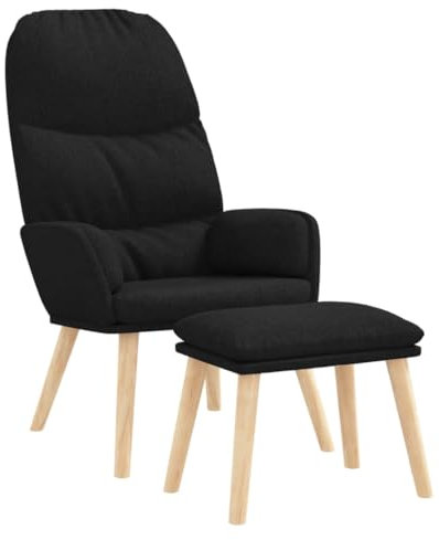vidaXL Relaxsessel mit Hocker Fernsehsessel TV Sessel Polsterstuhl Relaxstuhl Armsessel Polstersessel Lesesessel Wohnzimmer Schwarzer Stoff