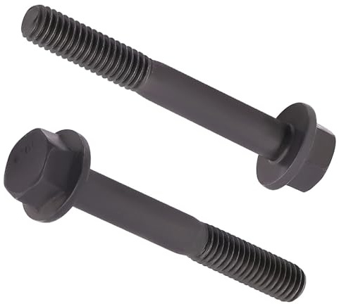 Tornillos hexagonales con brida M10-1,5 x 70 mm (6 piezas) con acabado de óxido negro, acero de aleación de grado 10,9, cabeza de arandela de brida grande, DIN6921/GB5789