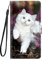 Guxira Cover Protettiva Pelle per Samsung Galaxy A14 5G, Silicone Custodia A Libro Portafoglio Flip Case con Antiurto Magnetica Slot Carte per Ragazze Donne - Gatto Bianco