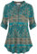 Lalala Tunique à carreaux avec col en V, manches 3/4 et fermeture éclair Couleur unie Haut long pour femme, XXXL