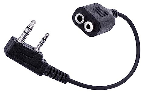 Arrowmax M1 to K1 Adapter Cable Connector Compatible with BaoFeng BTECH UV-5R UV-5RA UV-5RE UV-5R3 BF-F8HP UV-82HP Kenwood 2-PIN Radios NX-1200 NX-1300 NX-P1200 NX-P1300 (M1 to K1)