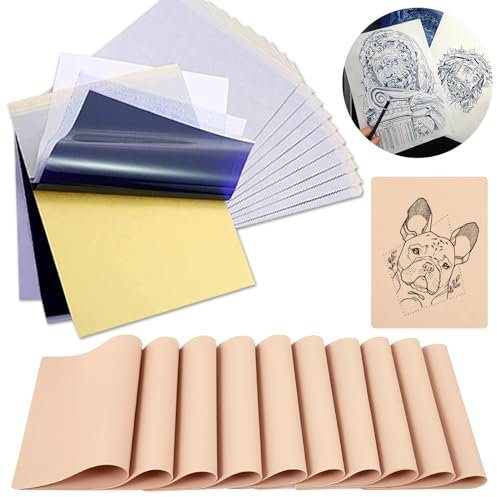 40 Stück Kunsthaut Tattoo Übungshaut Transferpapier Set, Rayyl Tattoo Set Anfänger 10 Stück Tattoo Übungshaut und 30 Blatt Tattoo Stencil Papier für Tattoo Zubehör