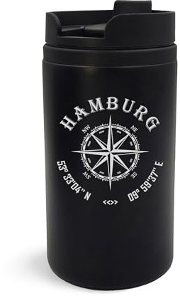 Hamburg Germany Coordinates Travel Gravierter Kunst Reisebecher Isoliert