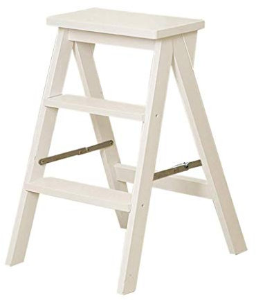 KAZUP Klappstuhl/Leiter mit 3 Stufen, Holzleiter, großer breiter Hocker, Gartengerät für den Heimgebrauch, strapazierfähig, Tragfähigkeit 150 kg, 42 x 48 x 60 cm (Größe: Holz)
