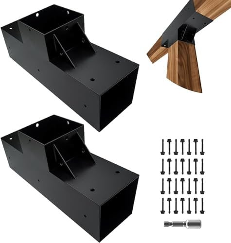 DEVALLEY 3-Way T-Shaped Pergola Brackets Kit,Woodwork Brackets with Screws for 4x4(Actual:3.5x3.5) Wood Beams for Patio Pergola,Log Cabins,Gazebo W/Hardware (2Pack)