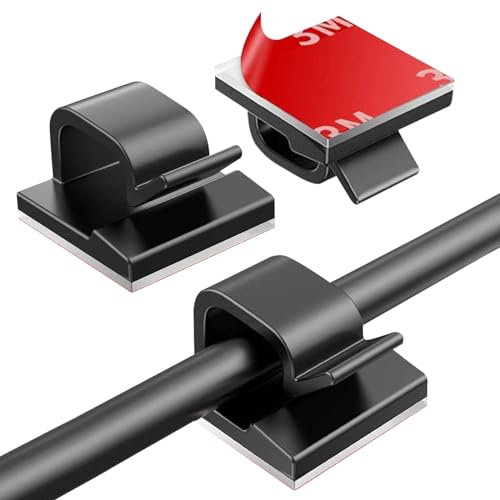 YIOVVOM Ethernet Adhesive Cable Clips - 100 Pieces, 8mm, Black
