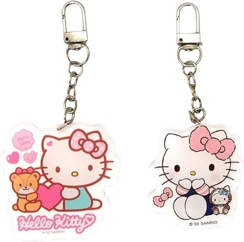 MENBLY Kitty Schlüsselhalter, 2-teiliges Set – niedliches Kawaii-Kitty-Zubehör mit Anime-Schlüsselanhänger, perfekt für Autozubehör, Schlüssel, Ohrhörer und Taschen-Schlüsselanhänger – ideal für
