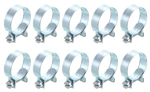 QUARKZMAN 10 Stück Rohrschellen - 24-26mm Rohrklemme Schraubrohrschellen Rohrbefestigung Schlauchklemmen aus Eisen für Home Gas Rohr Wasser Rohr Tank Automobil