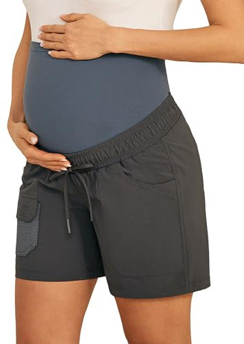 Umstandsshorts Weites Bein Elastische Taille Aktive Shorts mit Taschen