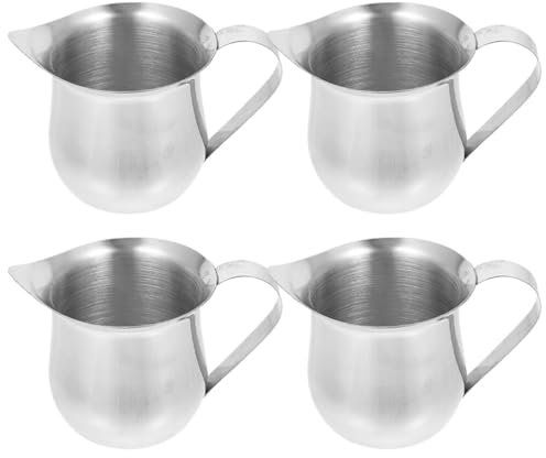 Alipis Jarra de Espuma de Leche Jarra de Crema de Café de Acero Inoxidable 4 Piezas de 60 Ml Vertedor de Espresso Vintage Taza de Café con Leche de Metal Jarra de Vapor de Leche Olla