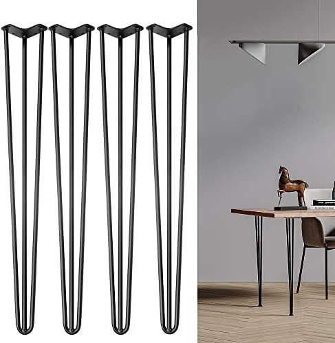 Schwarze Haarnadelbeine, 4er-Set, robuste Tischbeine, 71 cm, Metall-Esstischbeine, DIY-Möbelbeine, Haarnadel-Tischbeine für Beistelltisch, Computertisch (Größe: 60 cm)