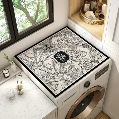 Tapis lave linge,Dessus machine à laver,Tapis antidérapant machine à laver,est doux,flexible,imperméable et résistant à la chaleur,Facile à Nettoyer,protéger le couvercle de la machine contre rayures