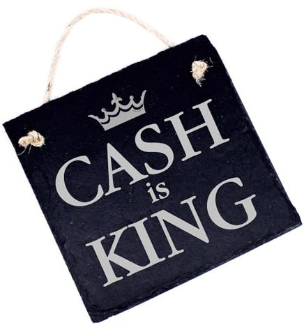 Dekolando CASH is KING Schild Nur Barzahlung Schieferschild Nur Bar Bezahlung - Wir Akzeptieren Nur Bargeld Kasse Hinweisschild (CASH is KING, 11 x 11 cm)