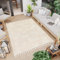 TAPISO Rio Loop Teppich Outdoorteppich mit Fransen Schachbrett Geometrisch Muster Beige Creme Terasse Balkon Wintergarten 200 x 300 cm