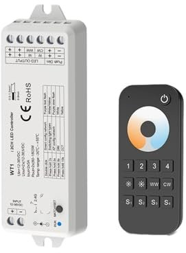 1 Stück WT1 LED-Dimmer 12–36 V DC LED-Dimmer 2,4 G CCT Lichtleisten-Controller mit Fernbedienung(WT1 and RT7)