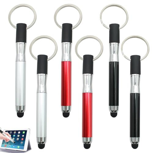 Mini Universal Stylus 3 In 1 Stift Touch Pen, 6 Stück Touchscreen Stift, 2 In 1 Touch Pen, Tablet Stift, Kompatibel mit Eingabestift Smartphone,für Alle Smartphone,Tablets (Rot+Schwarz+ Silber)