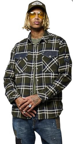 Kaporal - Chemise Flanelle à Carreaux Homme - ATAR - S - Kaki