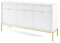 Emporius Sideboard mit Schubladen Galla - Dreitürige Sideboard 150 cm, Wohnzimmer - Gold Griffen, geriffelten Fronten - Weiß + Gold