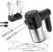 binROC Miscelatore portatile senza fili, display digitale, 7 velocità, ricaricabile tramite USB, miscelatore elettrico con 6 accessori in acciaio inox, fruste, ganci per pasta e base