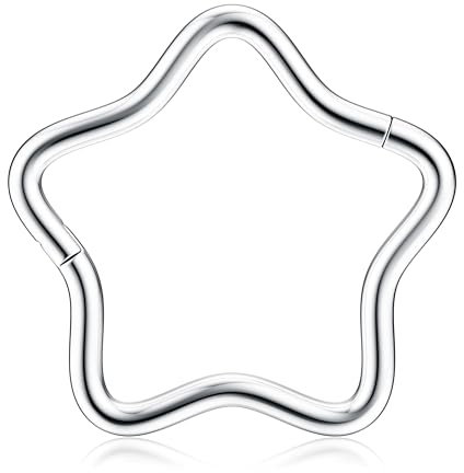 BodyBonita Septum Piercing 16G – 316L Edelstahl Nasenpiercing Nasenring Reifen für Damen Herren Helix Conch Piercings Tragus Daith Knorpel Piercing Silber 10 mm Star