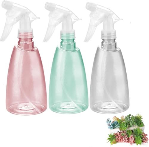 Large 500ml Spray Bottles For Cleaning Solutions and Gardening, Plant, Water, Durable Trigger Sprayer, Refillable, Spray Bottle for Hair, All Directions, Clear Plastic Bottle 2pcs Pink & Blue & Grey