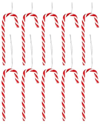 Zuckerstangen 10er Set 12,5 cm rot-weiß mit Schnur - Christbaumschmuck, Weihnachtsbaum Deko, perfekt für Festliche Weihnachtsdekoration, ideal für Adventszeit, Weihnachtsbaum oder Tischdeko