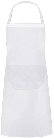 Delantal de cocina de algodón pulgadas 28 (65x75cm) por pulgadas delantal 35 blanco cocina, comida y bebida protección de lámina de plástico, Blanco, Talla única