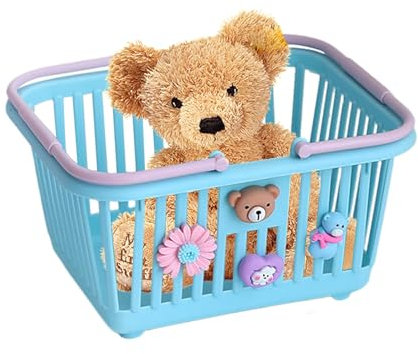 Doiyislem Cesta para jugar, canasta de juegos para niños | Cesta de almacenamiento con asa para jugar para niños | Cesta de la compra para niñas y niñas, juguete de juguete con 4 adornos para el hogar