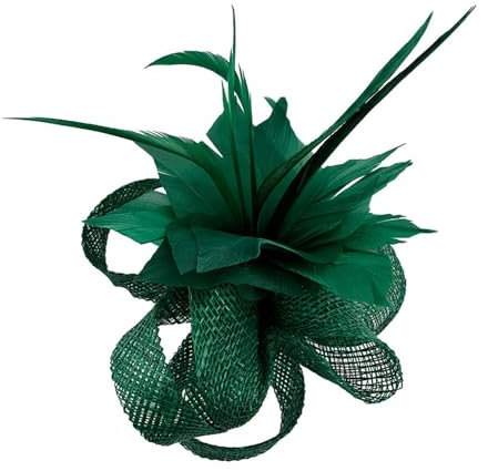 Finecy In New Women Ladies Small Flower Feather Fascinator Brooch Clip Party Royal Ascot Wedding Race Green