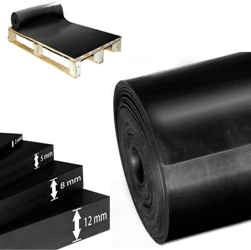 ETM SBR Rubber Mat 120 x 50 cm. 12 mm - Sold by the Metre - Black & Smooth - Building Protection Mat Non-Slip Mat Rubber Floor Mat - Flooring Rubber Plate Rubber Strips