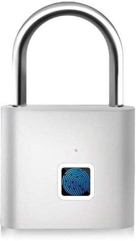 GOEDCH Candado de huella digital USB: cerradura biométrica sin llave recargable USB, candado de seguridad inteligente para sala de deportes, batería de 12 meses, impermeable IP65 para hogar, oficina,