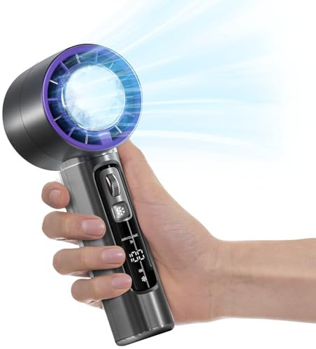 Portable Handheld Fan, Speed(1-100) Adjustable, 4000mAh Battery Rechargeable Personal Fan with Ice Cooling, LED Display, mini Turbo fan for Travel, Office, Camping, Outdoor, Gifts for Women Men