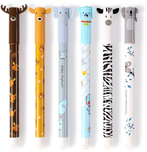 Yoosso 18er Pack Kugelschreiber Radierbar, 6 Stück Radierbar Tintenroller, 10 Stück Ersatzminen Stiftspitze 0,5mm mit 2 Radiergummis