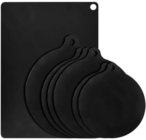 NewZC 7 Stück Induktionsschutzmatte zum Kochen - 0.7mm Induktionskochfeld Schutzmatte Silikon Schwarz Kochfeldabdeckung Hitzebeständig bis 250°C - Abdeckplatte für Induktionsherd (Rund und Rechteckig)