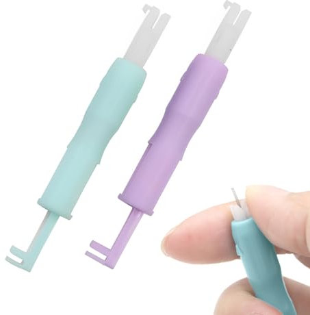 WKRTDY 2 Pezzi aiuti per infilare l'ago Infila ago per macchina da cucire Infila ago per cucire automatico ago in plastica Strumento per macchina da cucire Strumento per macchina cucire, Verde+Viola