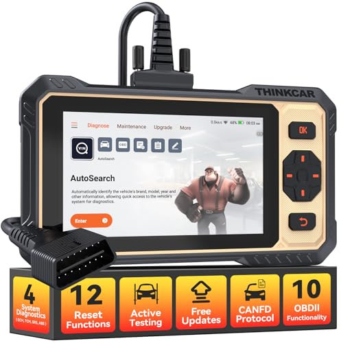 OBD2 Diagnostic Scanner, ThinkScan 662 Car Scanner with 12 Reset Services + 4 System Diagnostics (ECM/TCM/SRS/ABS), Active Testing Auto Tool, CANFD Protocol, Free Lifetime Updates