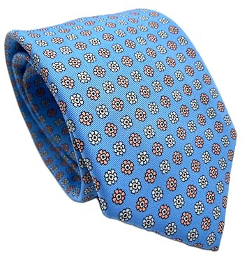 CARACCIOLO Cravatta Elegante in Seta Stile Classico Sartoria napoletana (TURCHESE SNOWFLAKE)