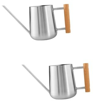 JOINPAYA 2pcs Garden Watering Pot Wooden Handle Long Spout for Indoor Outdoor Use