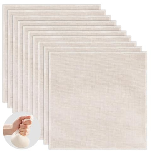 10pcs Passiertuch Wiederverwendbar 50x50cm, Käsetuch Leinentuch Feingewebt Dichtegrad 100, Cheesecloth Strainer, Ungebleichtes Mulltuch Küche für Saft, Käse, Nussmilch, Tofu