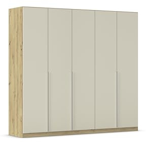 Rauch Möbel Alabama, Kleiderschrank für Schlafzimmer, Kinderzimmer, Wohnzimmer, Garderobe, Flur, 5-türig, mit Zubehör Basic, Farbe Beige/Eiche Artisan. Holz, Breite 226 cm