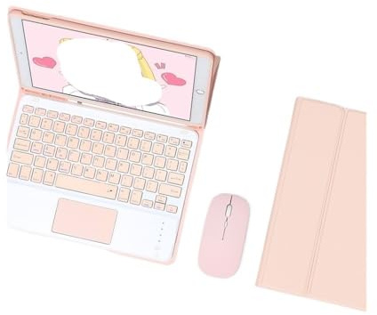 kuaijiexiaopu Tablet Protective Case with Keyboard and Mouse Set Suitable for iPad Pro 13 inches 2024(Square Touch Keyboard+Mouse+Pink)