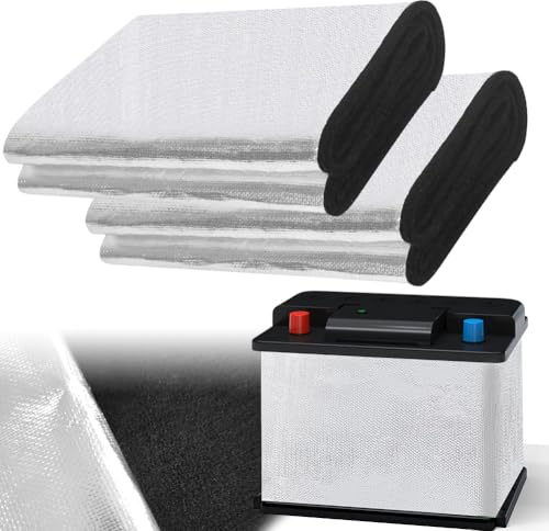 Batterie-Isolationsset, 2 Stück Batteriedecke Isoliert, 18cm x 1m Isolierung Hitzeschild, Dämmmatte Auto, Autobatterie Kälteschutz & Schutzhülle, Feuerfest, Feuchtigkeitsfest, für Auto, LKW, Wohnmobil