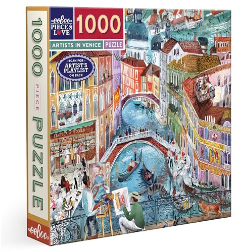 Eeboo Puzzle mit 1000 Teilen, Künstler in Venedig, Puzzle für Erwachsene, 1000 Teile aus Karton, Puzzle-Größe 58,4 cm x 58,4 cm