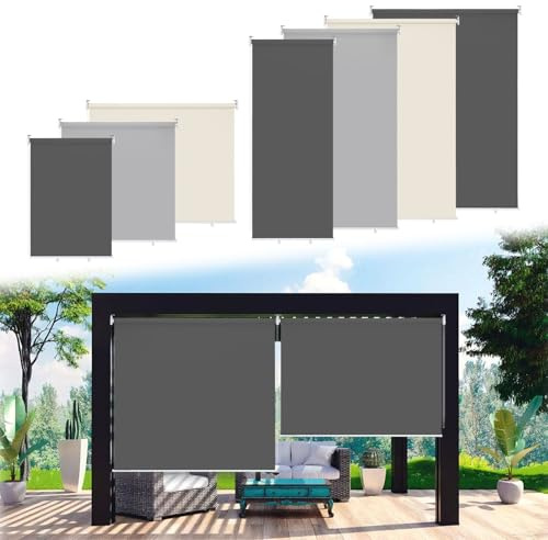 Fogmiea Senkrechtmarkise Vertikalmarkise 180x240cm, Sonnenschutz Sichtschutz Windschutz Balkonmarkise, Beschattung Wasserfest Balkonrollo, für Balkon Terrasse Garten Pavillon (Anthrazit, 1 Stück)