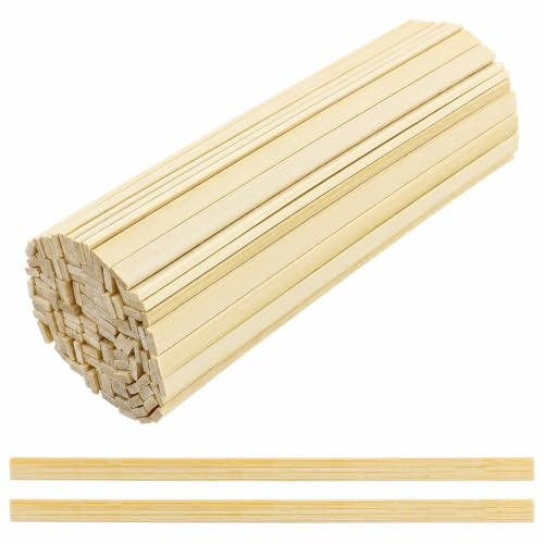 Lot de 110 bâtonnets en bambou pour travaux manuels, rectangulaires, 20 cm de long, 9 x 3 mm, baguettes en bois plates pour modélisme, bricolage