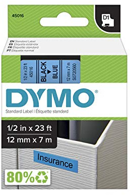 DYMO Standard D1 43610 Labeling Tape (Black Print on Clear Tape, 1/4'' W x 23' L, 1 Cartridge), DYMO Authentic