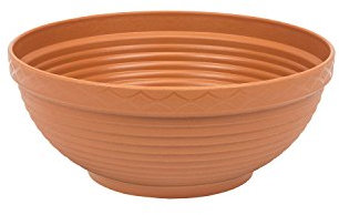 Pot de fleur en plastique en forme bol, terre cuite, diametre: 19.5 cm